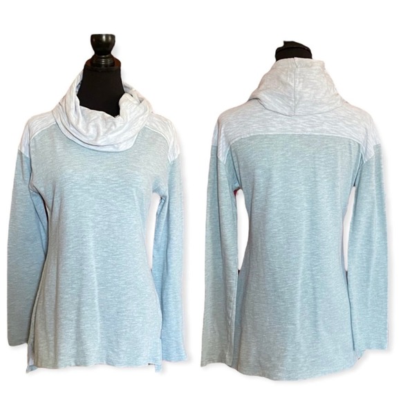 Columbia Cowl Neck Pullover Womens Small Heathered Mint Green Colorblock - Picture 1 of 10